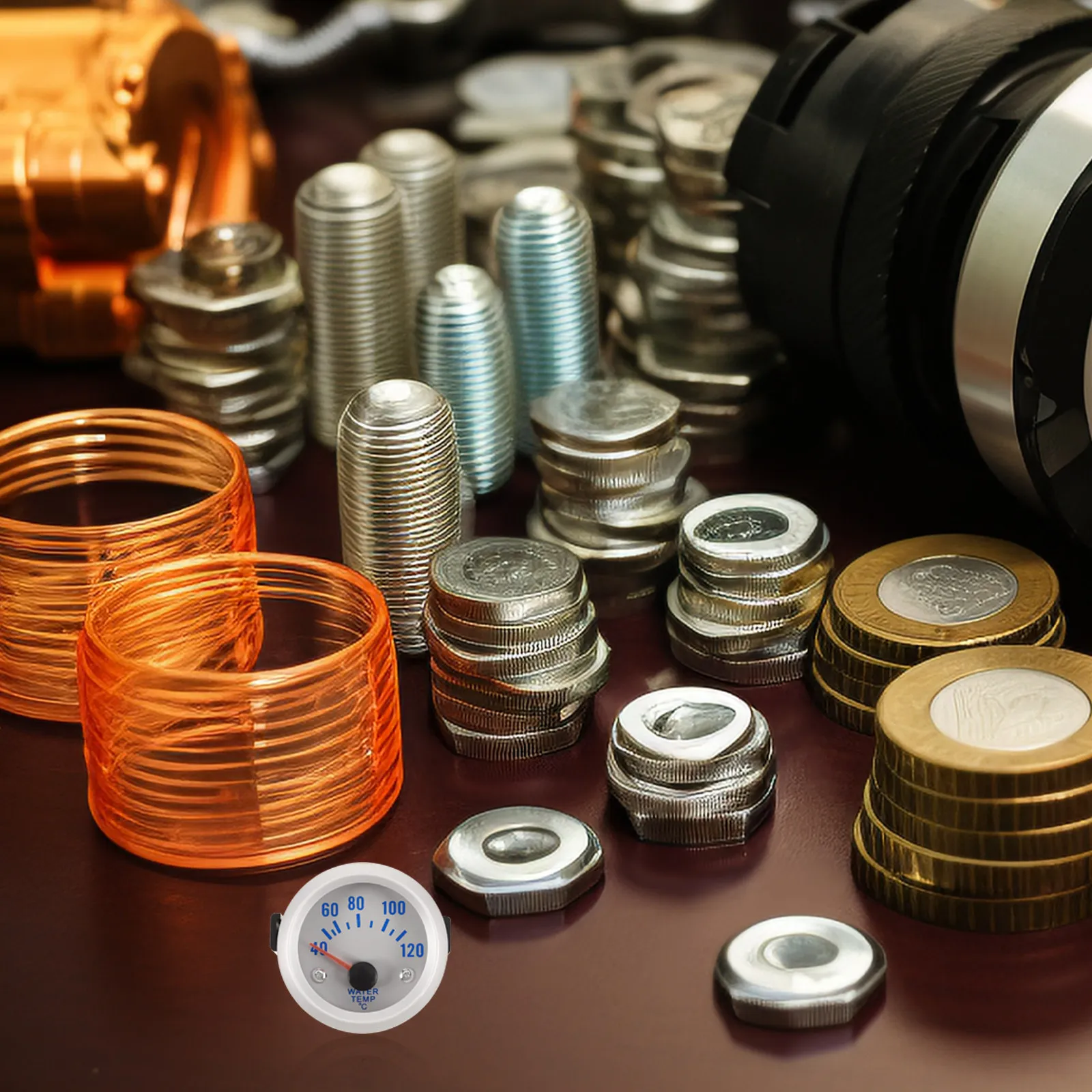 

Mechanical Water Temperature Gauge with Bright LED Pointer for Car Boat Truck 12V System Water Tank Temperature Monitoring Meter