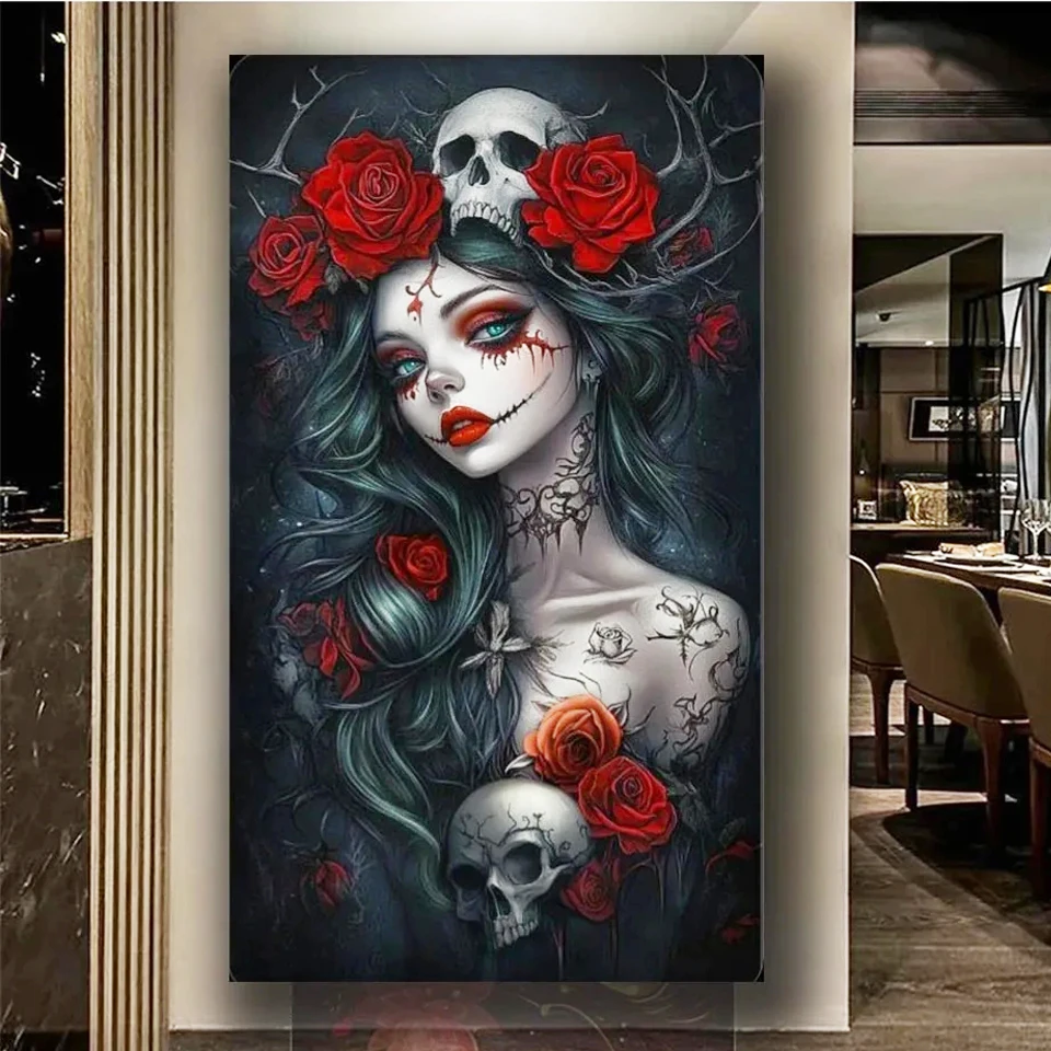 

Mysterious Gothic Girl Diy Diamond Painting New Full Square/Round Diamond Mosaic Diy Art Halloween Home Decoration Gift