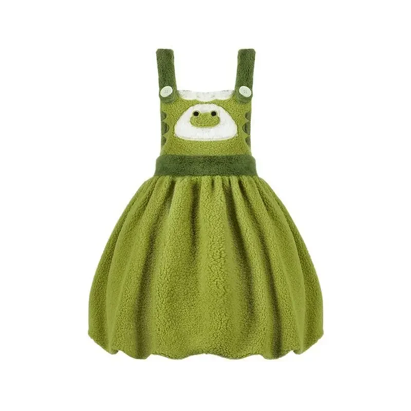 Coalfell【 Little Frog 】 Cute Green Croaker Frog Embroidered Suspender Flower Bud Dress Girl Short Skirt Lolita Autumn and Winter