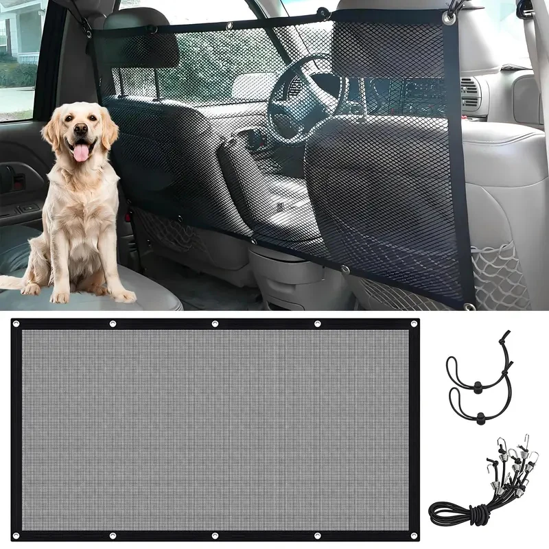 Car Pet Barrier Mesh, Backseat Safety Divider For Dogs, Universal Auto Pet Isolation Net