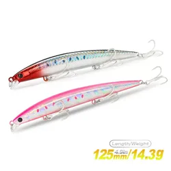 TSURINOYA 125F Ultra Long Casting Slim Minnow Floating Fishing Lure DW72 125mm 14.3g 10-60cm Shallow Range Saltwater Hard Baits