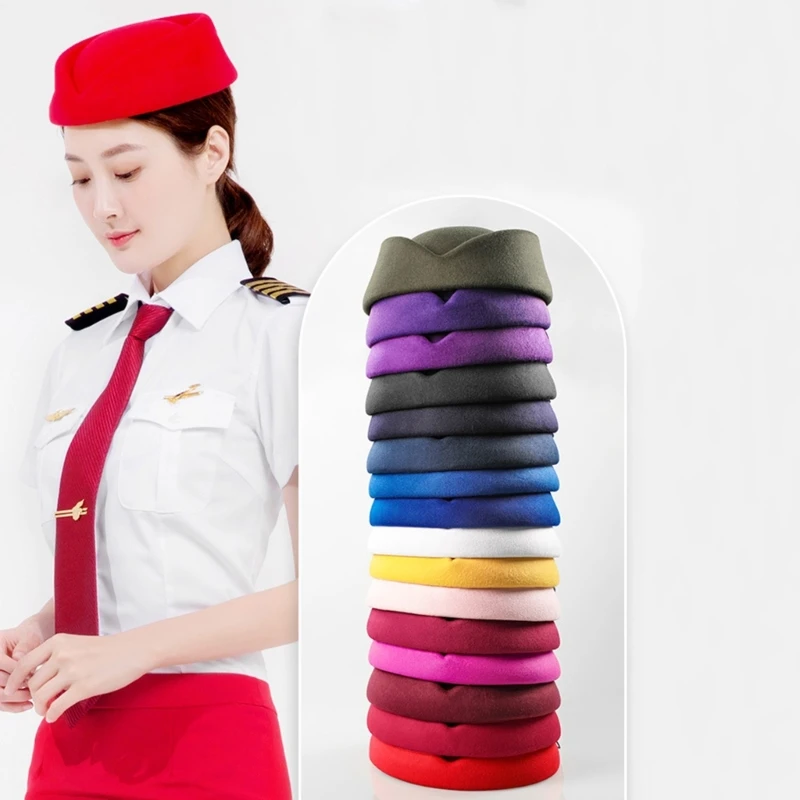 Stewardess Hat for Costume Cosplay Costume Accessories Corporate Uniform Fascinator Base for Live-streaming Cosplay Dropship