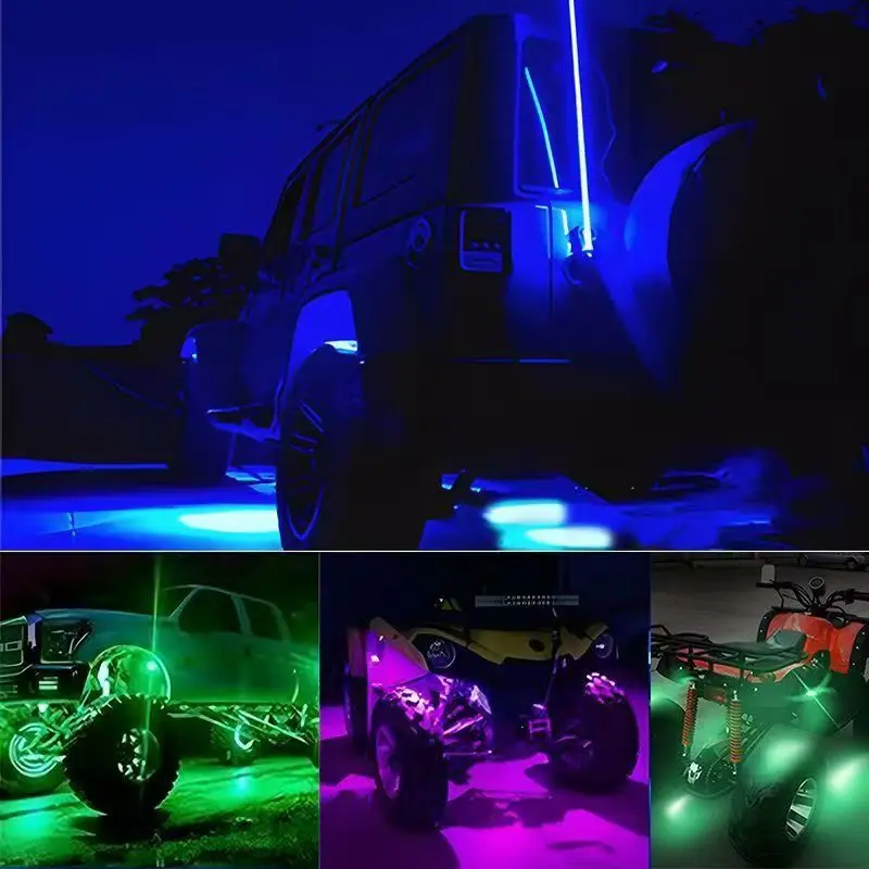 

SXMA J143 LED Rock Light 8PCS RGB Lamps Aluminum Alloy Universal Car Atmosphere Lamp Multicolor UnderCar Glow Underbody System