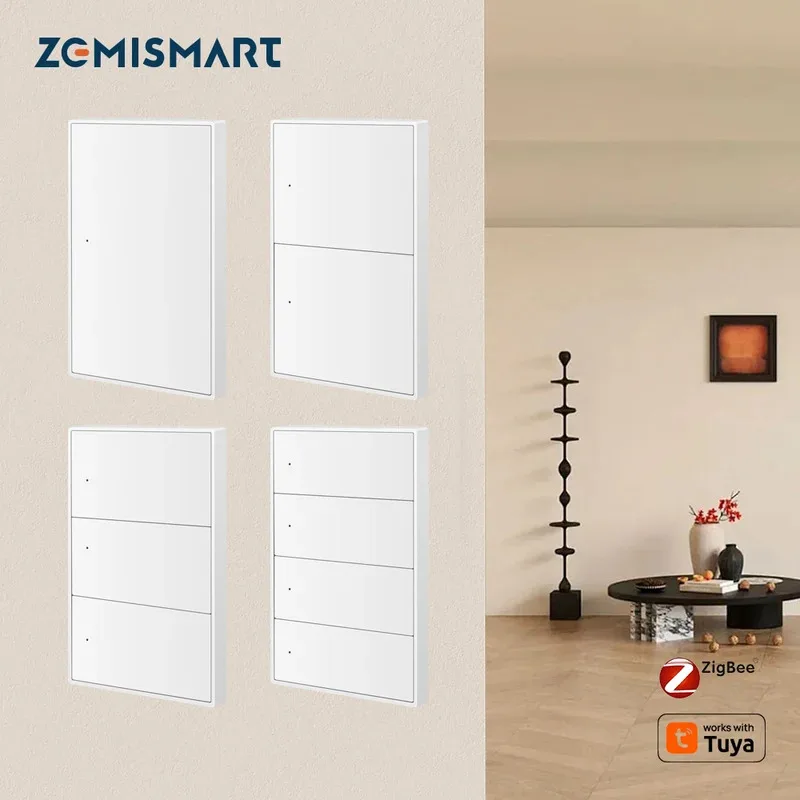 

Умный выключатель света Zemismart Zigbee с сертифицированным AU, кнопочный прерыватель с нейтралью 1/2/3/4, работа с приложением Tuya Home