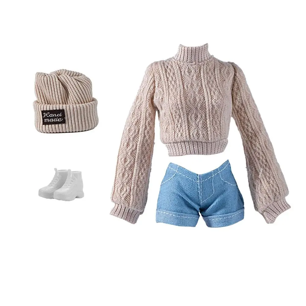 موضة دمية معطف الصوف مع أحذية قبعة دمية صغيرة محبوك البلوزات السراويل DIY بها بنفسك اكسسوارات لدمى 1/6 BJD 28 ~ 30 سنتيمتر