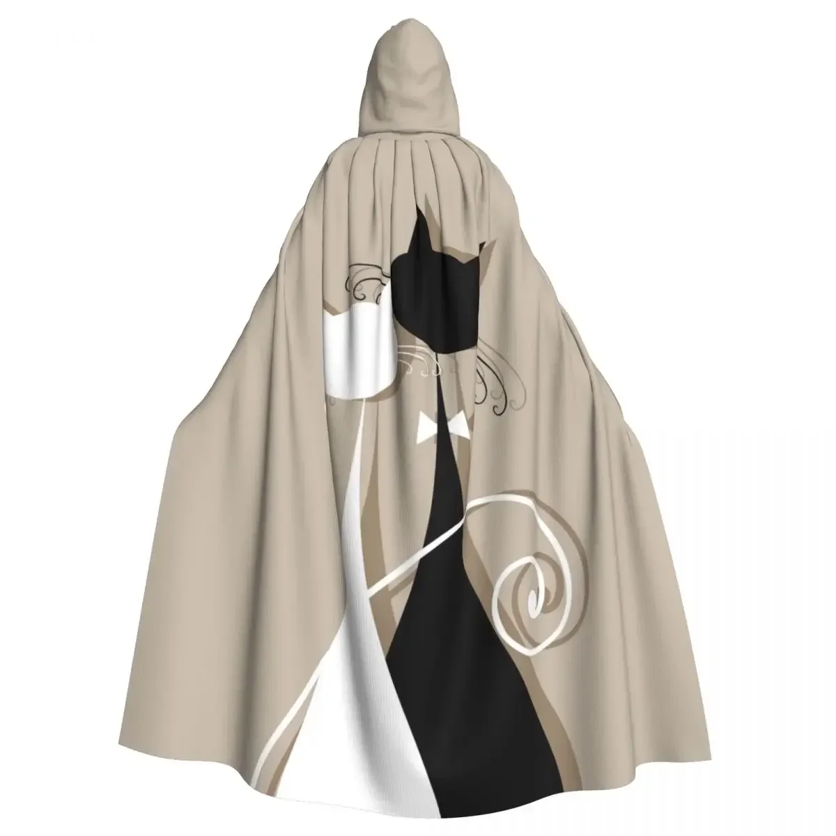 

Fashion Night Wear Suitable For Both Men And Women Couple Cats Together Silhouette Adult Cloak Cape Hooded Medieval Costume Vamp