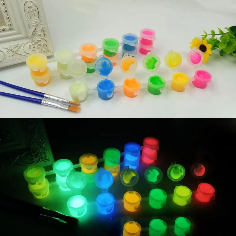 6colors/Set Fluorescent Acrylic Luminous Pigment Glow In Dark Hand Painted DIY Festival Party Wall Light Absorbing Pigment