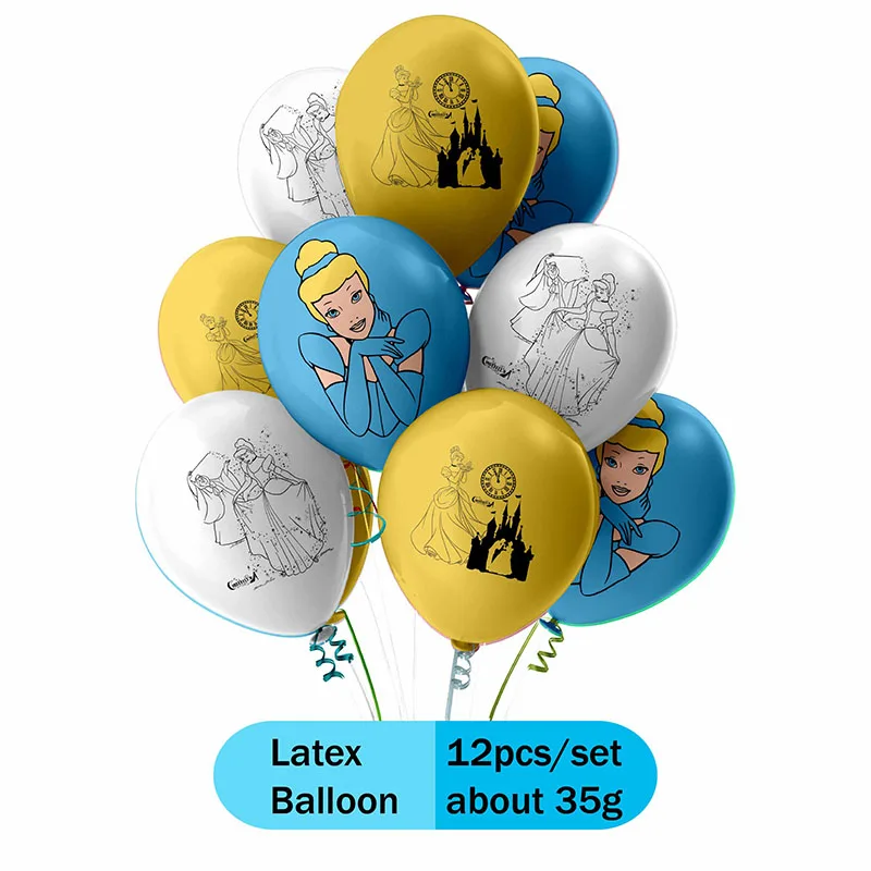 disney Cinderella DIY Birthday Party Disposable Decoration Tableware straw Balloon Labels Cake Decoration Baby Bath Supplies