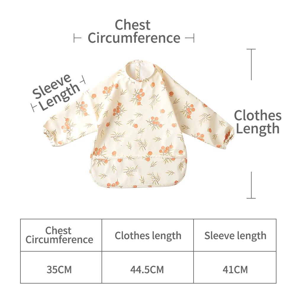 Elinfant PU New Material Baby Long Sleeve Bibs Waterproof Cute Design Feeding Bibs