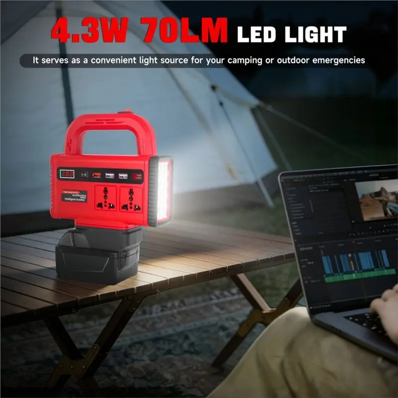 AB11-Power Station With Light 150W Intelligent Power Inverter DC 18V To AC 110V 220V Converter For Milwaukee 18V Battery