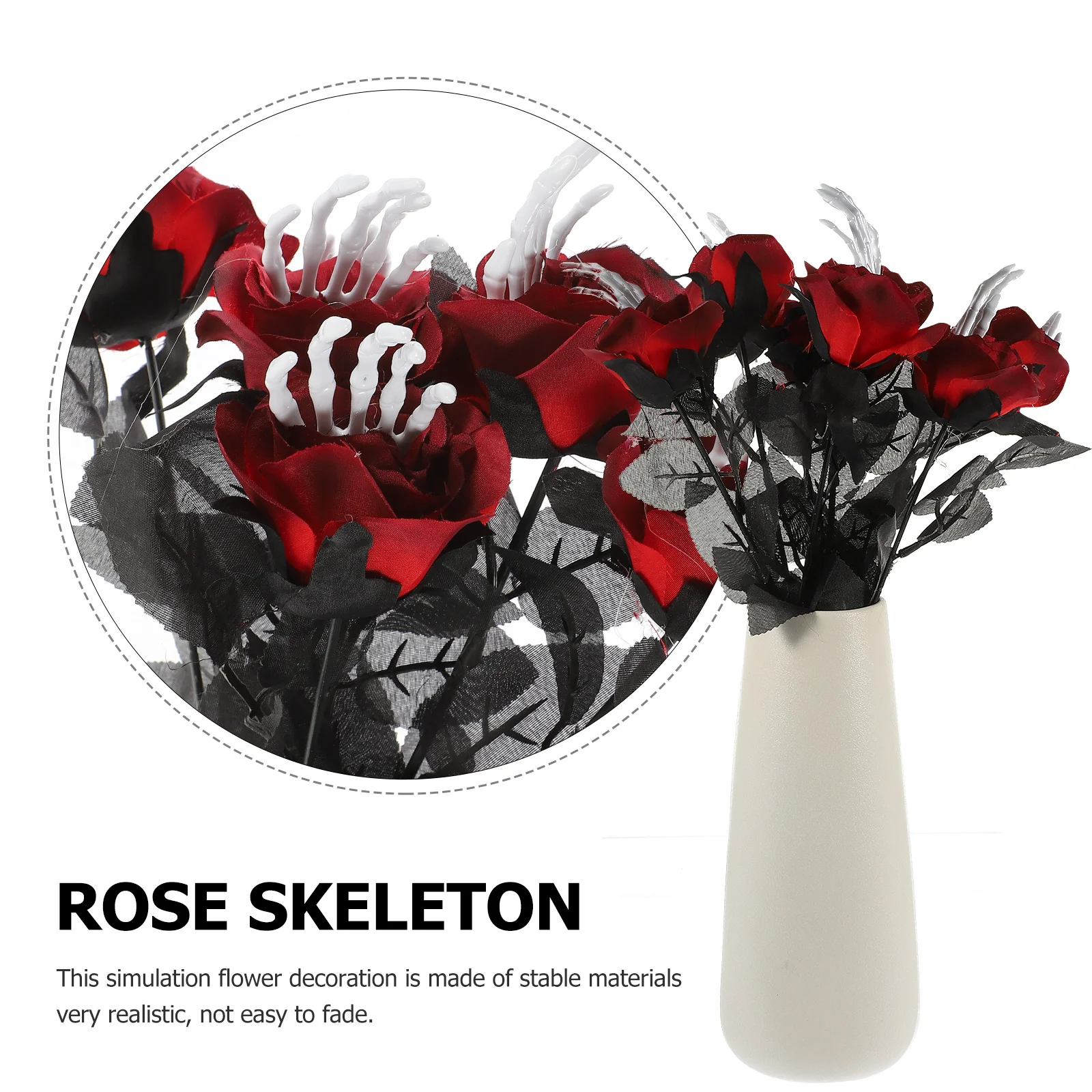 

6pcs Hand Bone Simulation Rose Artificial Flowers Halloween Decor Spooky Flower For Party Garden Outdoor Decoration