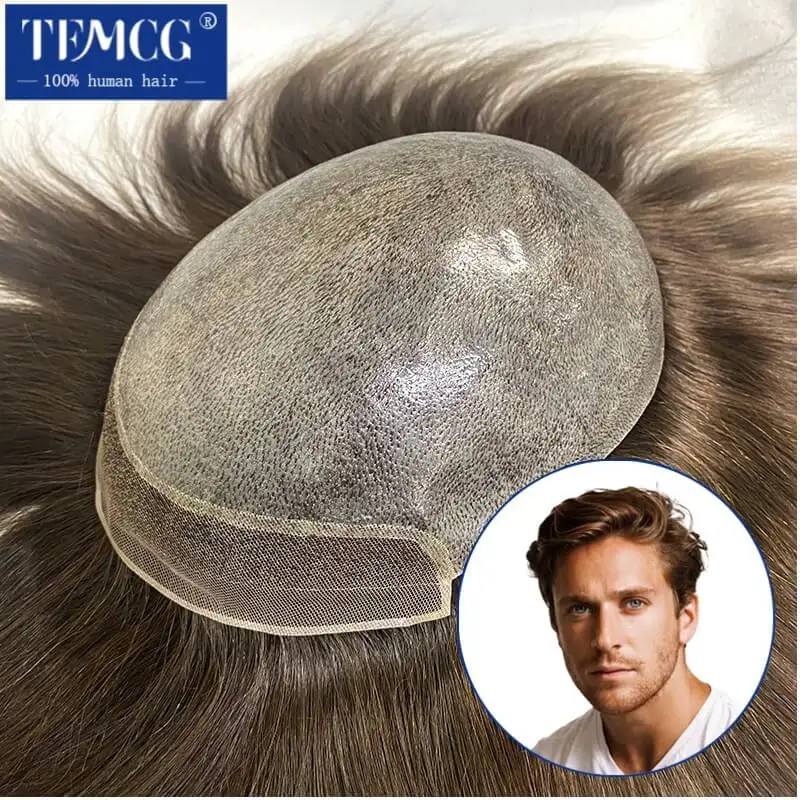 

Bio Toupee Men Swiss Lace Front Men's Wigs 0.06MM Male Hair Prosthesis 100% Human Hair Replacement System Unit Wigs For Men