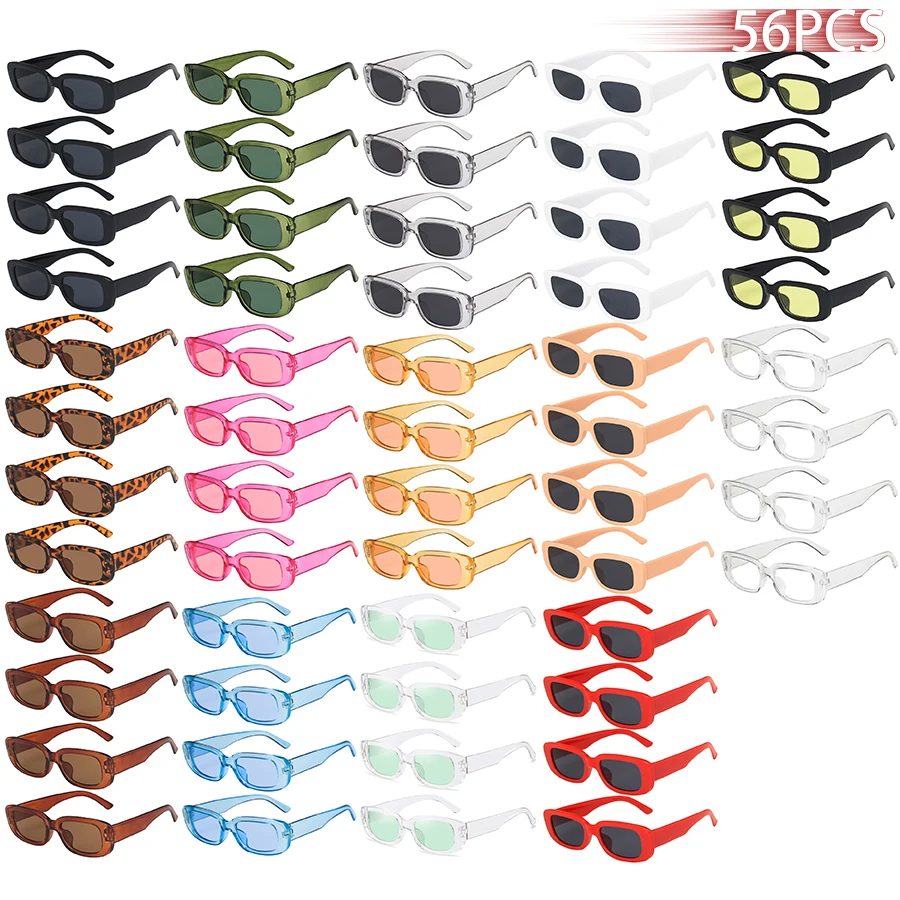 

56 PCS Small Rectangle Pattern Sunglasses For Women Vintage Brand Designer Square Sun Glasses Female UV400 Eyewear