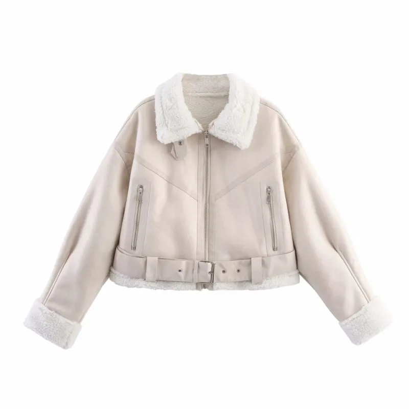 

Motorcycle Short Jacket Casual O Neck Outwears Autumn Winter 2025 Woman Fashion Stand Up Collar Zipper Decoration