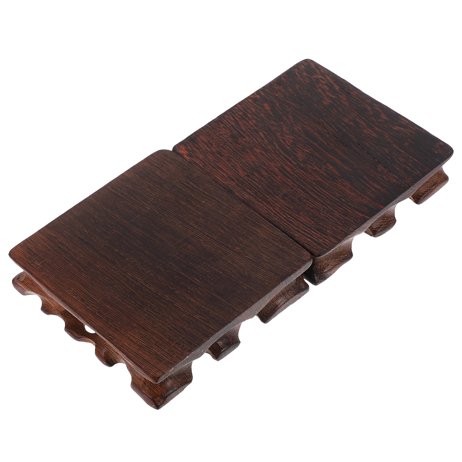 

2pcs Chinese Wooden Display Square Shape Indoor Plant Stand Vase Bonsai Fish Bowl Rustic Wood Pedestal Home Office Decor Hand