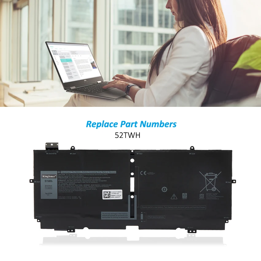 KingSener 52TWH 7.6V 51WH Laptop Battery For DELL XPS 13 7390 2-in-1 Series Notebook P103G P103G001 P103G002 MM6M8 0MM6M8 XX3T7
