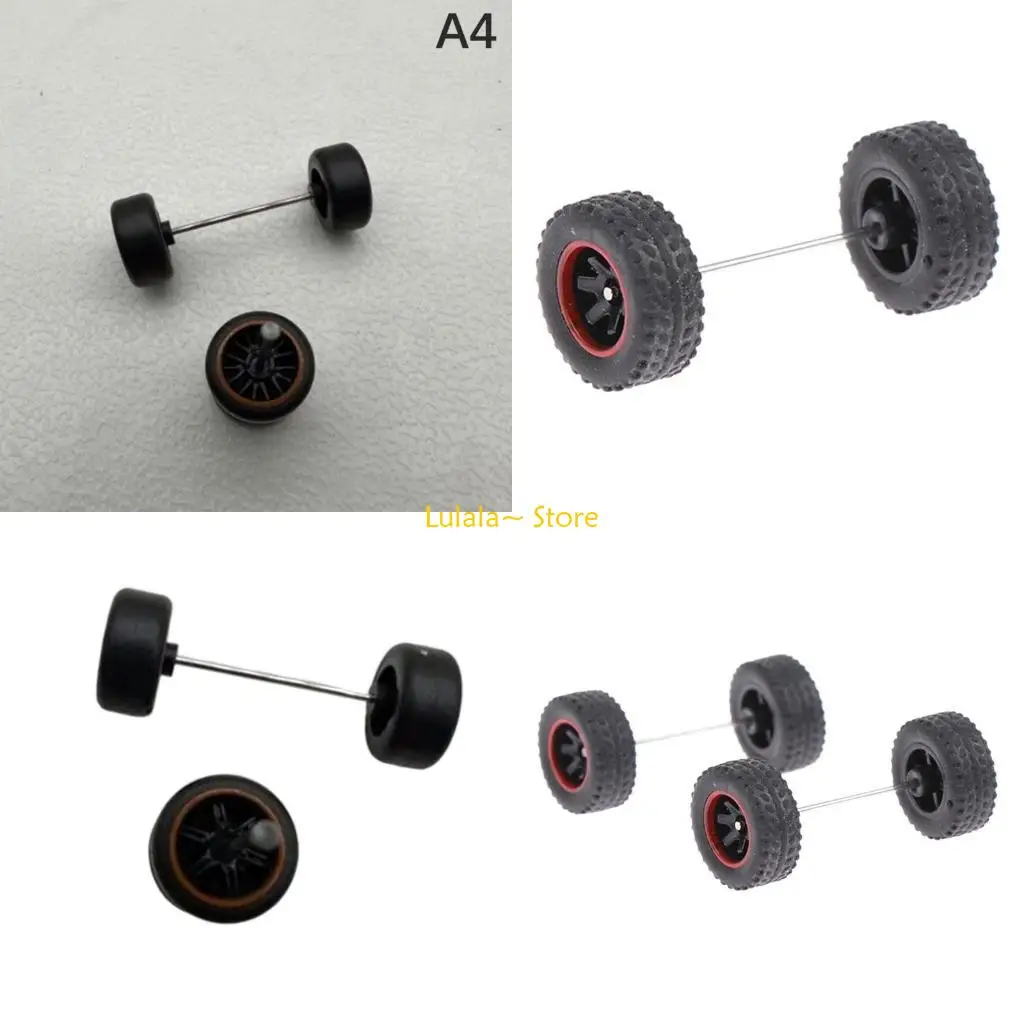 

Y4QA Набор из 4 сменных колес с резиновыми шинами 1/64, включая оси для моделей автомобилей