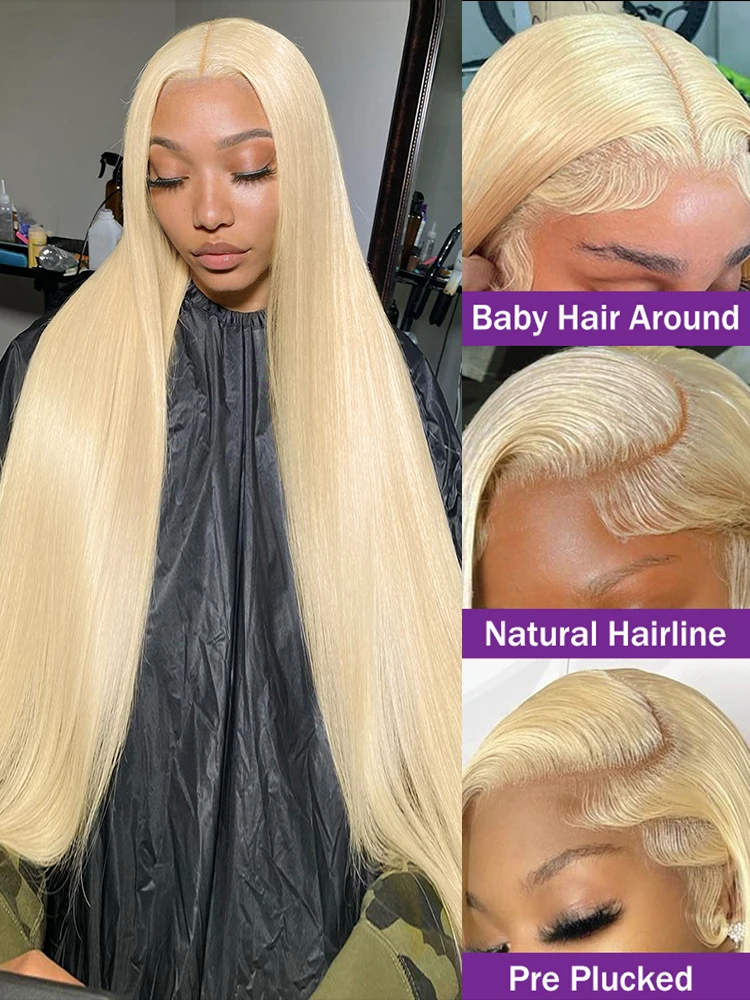 13x6 hd lace frontal wig human hair 613 Blonde Straight 30 40 Inch brazilian human hair pre plucked wigs For Women Choice