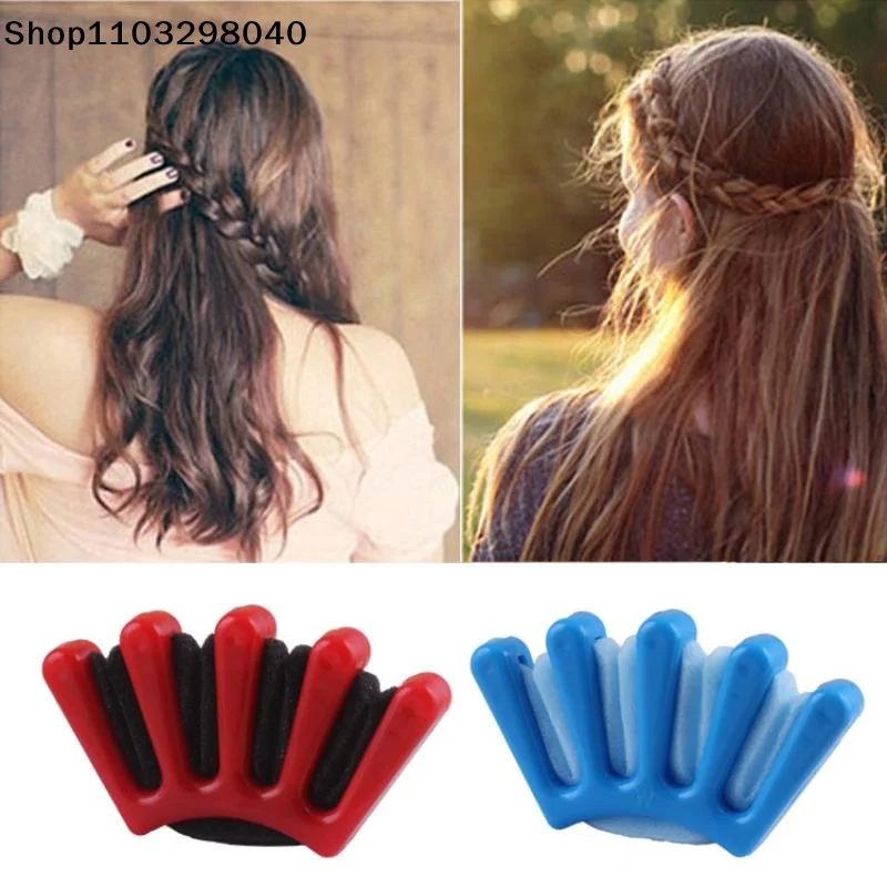 5 Finger Sponge Hair Braiding Tool Reusable DIY Wave Curly Twist Styling Kit for Party Festival Hair Styling