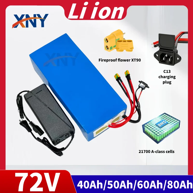 High Capacity Lithium Ion Battery 96V 60Ah-100Ah for 5000W Motor with 26S BMS 10A 30A Charger for Robot Scooter Motorcycle AGV