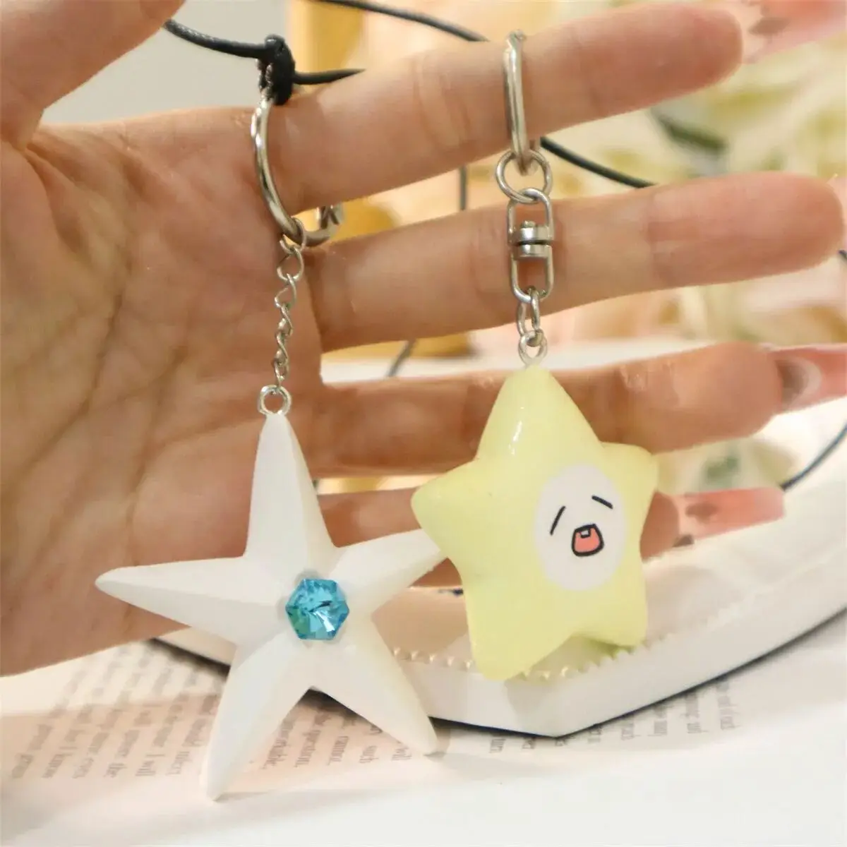 Game Love And Deepspace Xavier Key Chain Cosplay Star Keychain Gypsum Starfish Pendant Necklace Keyring Accessories Jewelry Gift