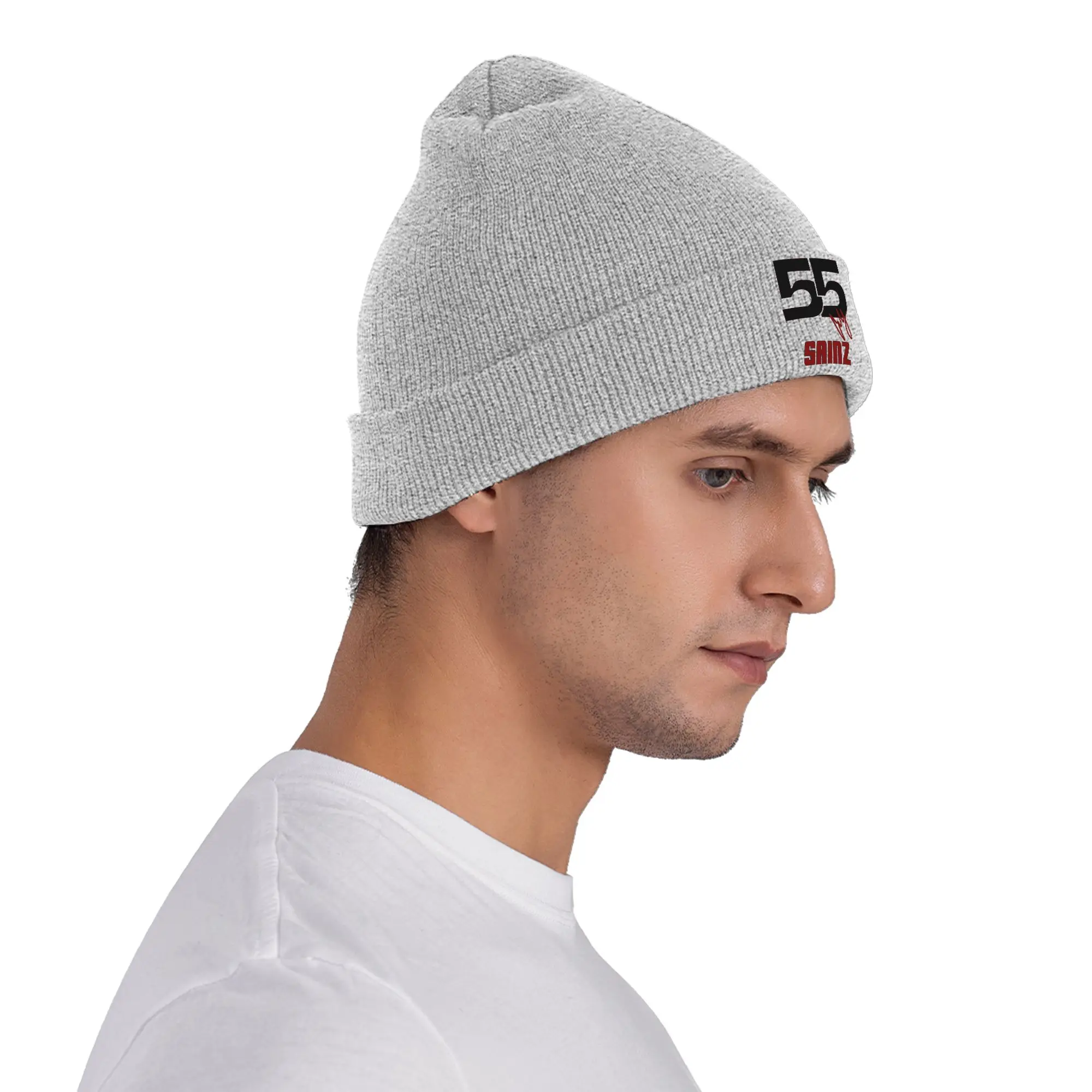 رسم توقيع كارلوس ساينز جونيور F1 - قبعة محبوكة دافئة داكنة للشتاء قبعة بونيه Skullies Beanies قبعات هيب هوب للجنسين