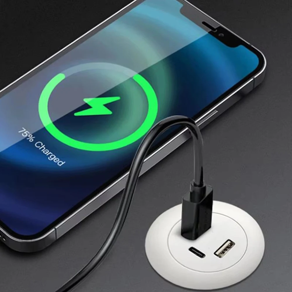 Embedded Desktop USB TYPE-C Charger Furniture Sofa Socket Multifunctional Concealed Fast Charging Cable Connector