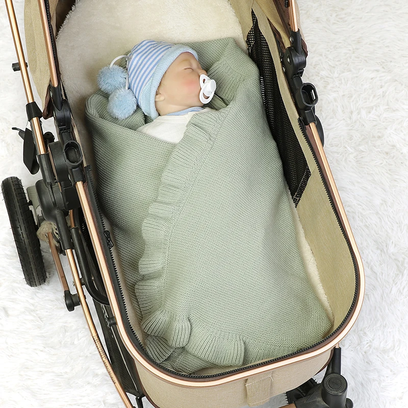 الطفل البطانيات محبوك الرضع الفتيان سرير الفراش لحاف الفتيات منقوشة 90*70 سنتيمتر الوليد عربة التقميط الاعوجاج موضة الصلبة الكشكشة