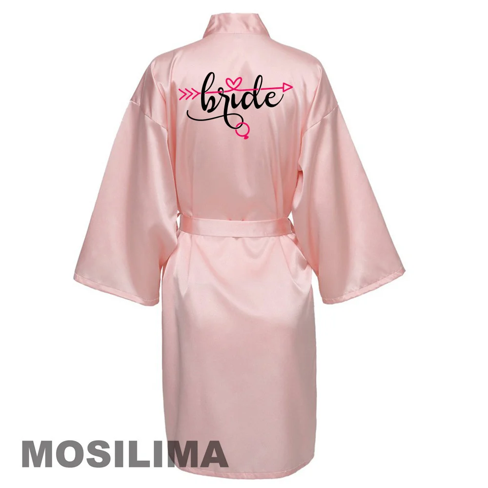 Women Silk Satin Short Night Printing Robe Kimono Robe Fashion Bath Robe Sexy Bathrobe Femme Wedding Bride Bridesmaid Robe SP231