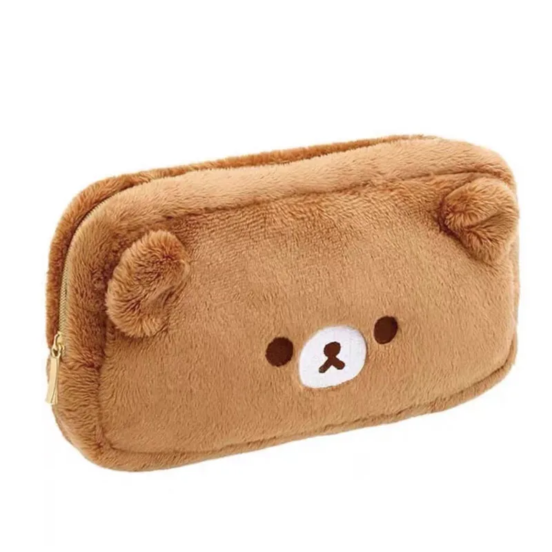 New Cute Rilakkuma Bear  Kids Plush Pencil Bag Girls Stuffed Make up Cosmetic Case For Women