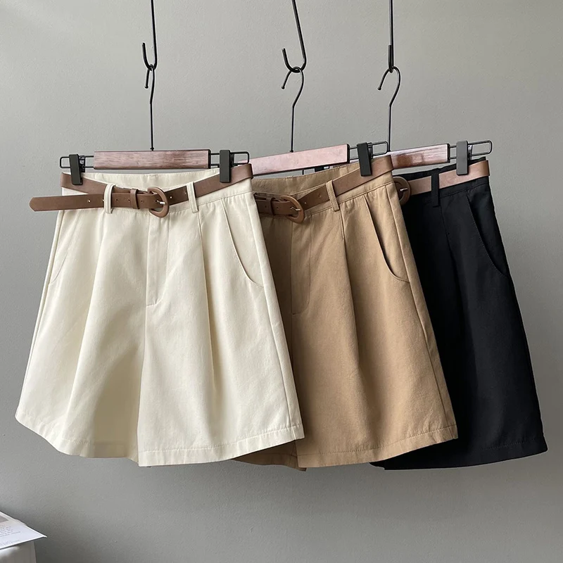 Summer Lady Khaki High Waist Thin Joggers Hot Sale Women Short Cargo Pants Girls Classic Solid Leisure Daily Shorts