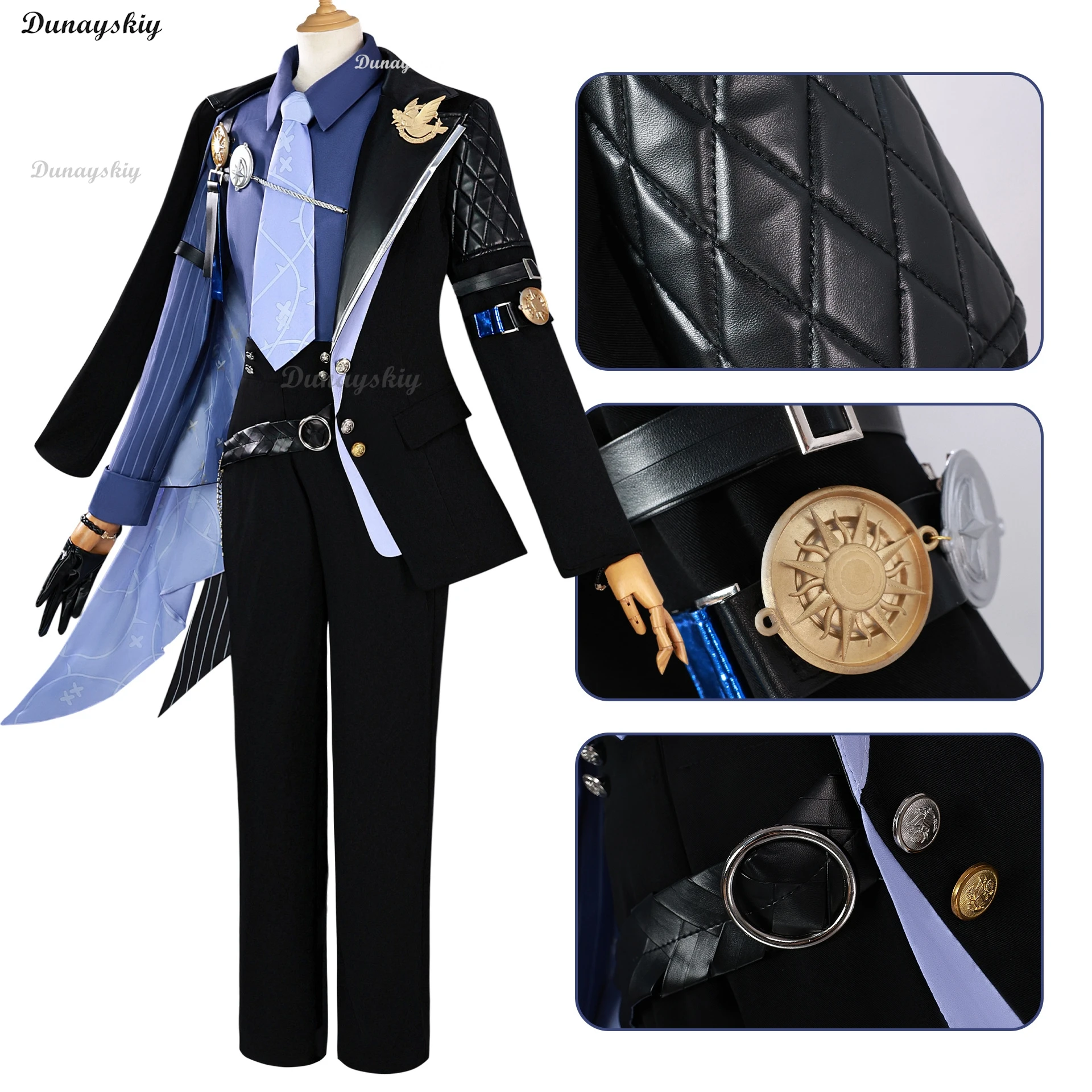 لعبة Zenless Zone Zero Hugo أزياء تنكرية قبعة الدعائم بدلة سوداء شعر مستعار Hugo لعبة موحدة مع حفلة Eridu Halloween الجديدة