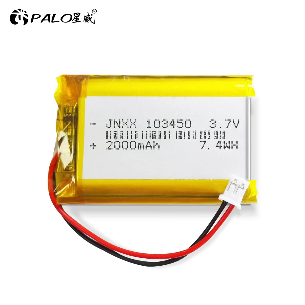 PALO 3.7V 2000mAh 103450 XH2.54 2P / 2.0 2P Battery Li-polymer Batteries For Toy GPS MP3 MP4 MP5 Cell Phone Speaker Driving DVR