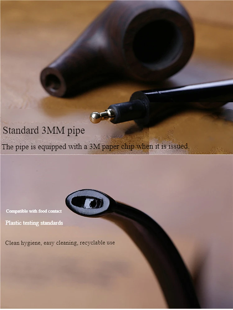 17cm High Quality Black Wood/plastic Pipe Women Long Pipe 3mm Filter Smoking Cigarettes Tobacco