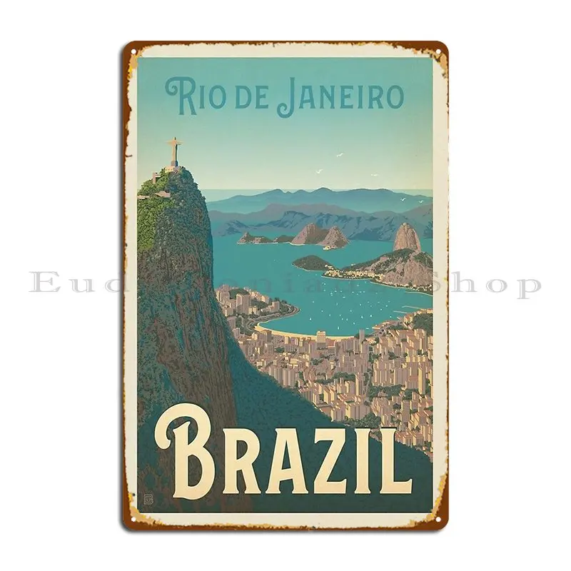 Vintage Brazil Massive Metal Plaque Poster Rusty Create Garage Retro Bar Tin Sign Poster