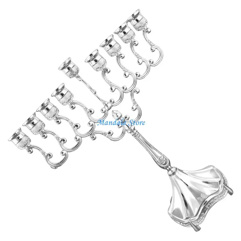 U2JC Hanukkah Candelabra Holders 9 Branch Metal Menorah Elegant Jewish Stand for Festives Centerpieces Decoration
