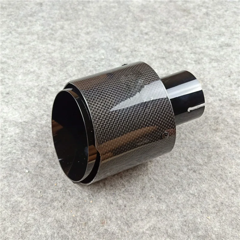 Glossy Exhaust Pipe Car Universal Exhaust Systems Stainless Steel Carbon Tailpipe Outlet 130MM Nozzles Muffler Tip