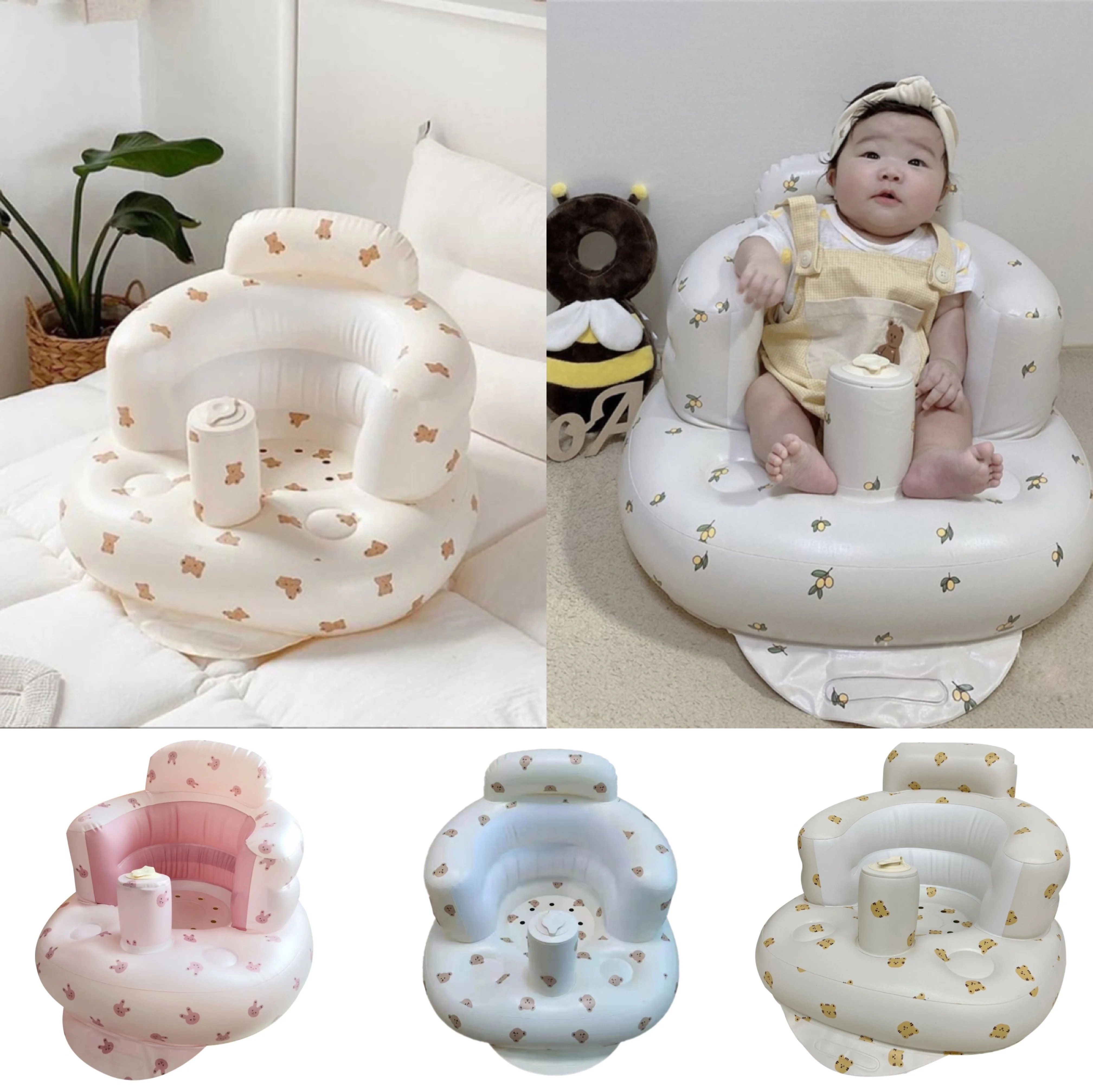 Multifunctional Baby PVC Inflatable Seat Inflatable Bathroom Sofa Learning Eating Dinner Chair Bathing Stool