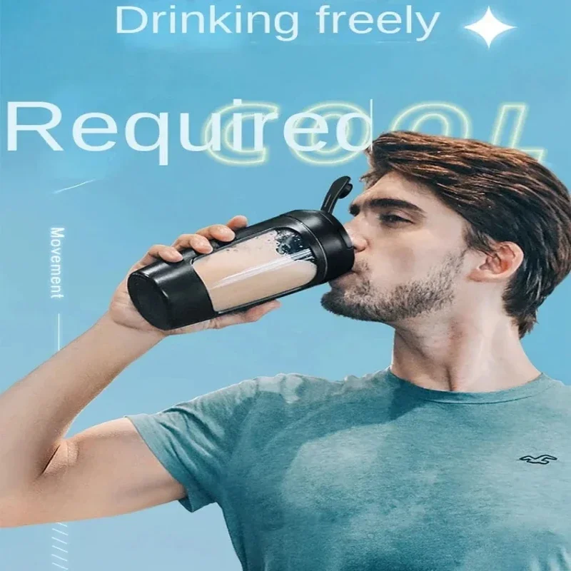 630ml Electric Protein Shaker Cup with Powder Storage Container Mixer Cup Gym Sport Water Bottles with Wire Whisk Ball Drinkware