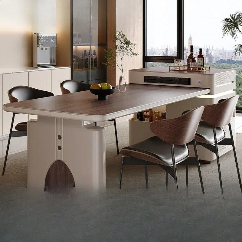 

Обеденный стол со встроенной лампой и индукционной плитой, чайная многофункциональная ретро-деревянная каменная плита, минималистский стиль