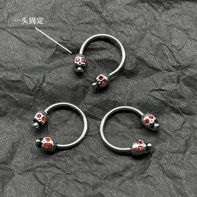 316L Punk Skull Piercing Nose Ring Titanium Steel Nariz Piercing Ear Cartilage Tragus Goth Piercing Jewelry Labret Lip Stud