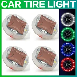 4 LED 13 Mode Car Auto Waterproof Solar Energy Flash Wheel Tire Rim Led Light Lamp Color Automobile Burst Flashing LED Light