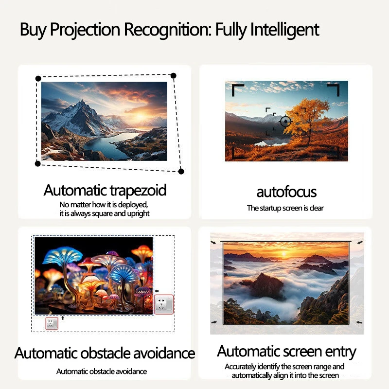 C6 4K Projector Full HD 1080P 260 ANSI Lumens Android 9.0 WiFi 6 Video Home Theater Projector Auto Focus/Keystone Correction