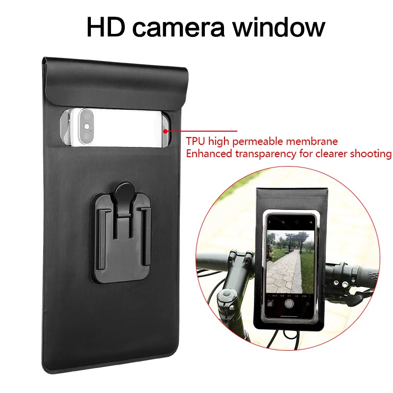 Phone Mount Stand Bicycle Holder Waterproof Pouch Bag Touchscreen with Rain Cover Handlebar Mirror Motorcycle Stand Mount