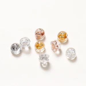 20 buah Sumbat Belakang Telinga Karet Silikon Penyumbat Telinga Hamburger untuk Pembuatan Perhiasan DIY Persediaan Berisi Anting-Anting Kuningan Berlapis Emas 18K 10 perlengkapan pembuatan perhiasan isi emas penjualan terbaik - №