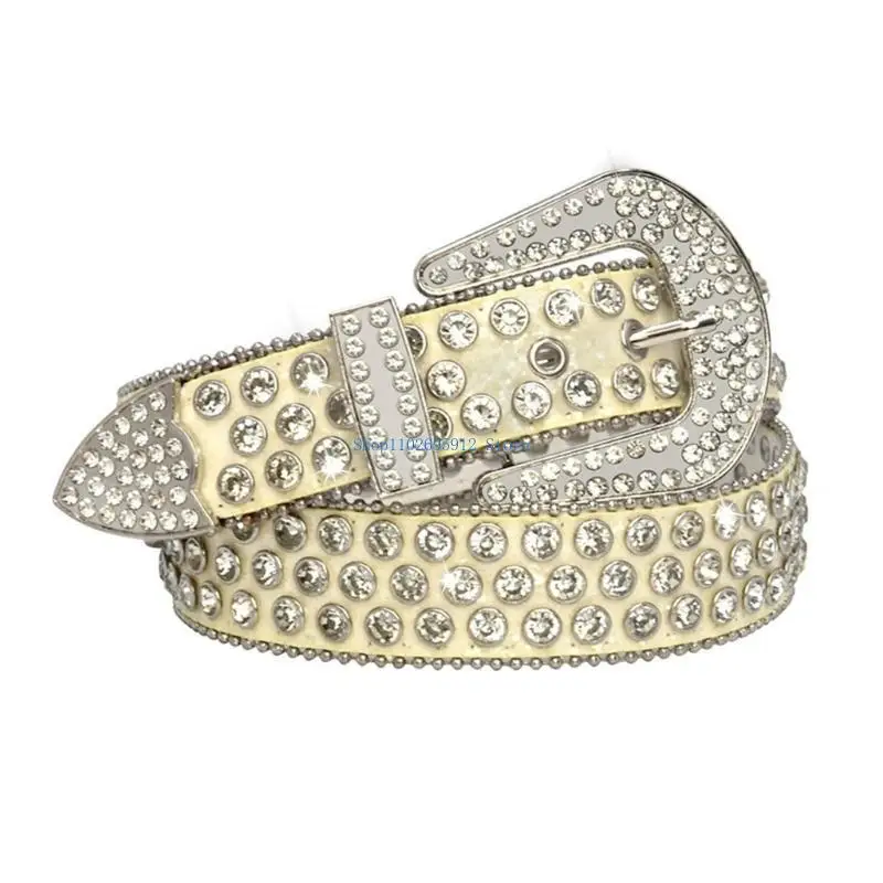 

N7YE Delicate Waist Belts Shinning Belts for Women Men Luxury Crystal Studded Waist Strap for Jeans Dress
