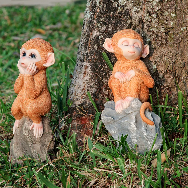 

Simulation Animal Cute Monkey Resin Adornments Balcony Layout Courtyard Sculpture Craft Garden Outdoor Park Figurines Decoration