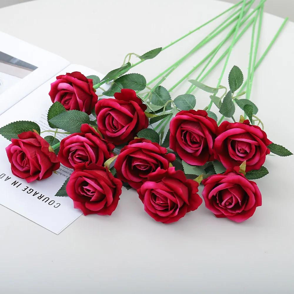5 Stücke Rose Künstliche Blumen Bouquet Seide Gefälschte Blume für Wohnkultur Garten Hochzeit Dekoration Outdoor Valentinstag Ornament – Detail 3