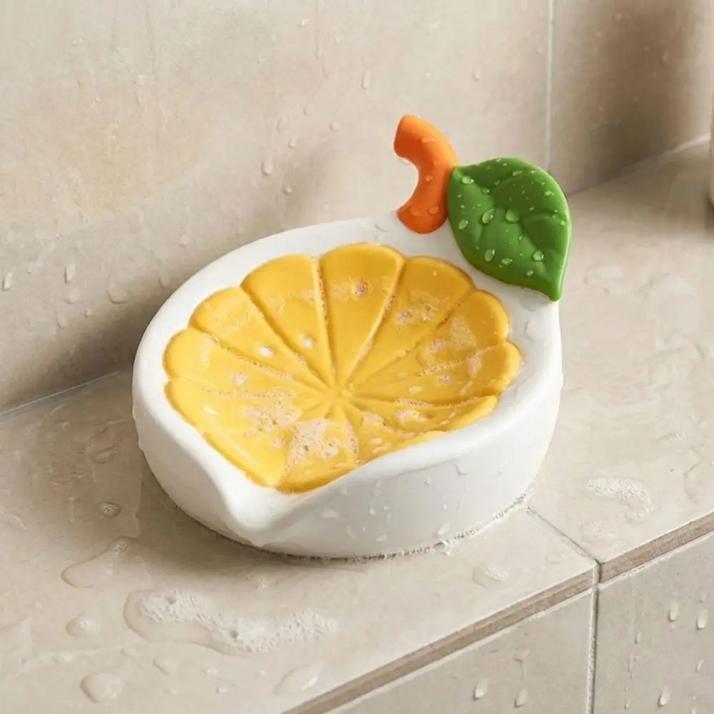 Cute Non-Slip Lemon Soap Dish Stable Dry Sponge Holder Soap Box Inclined Drainage Soap Storage Rack Bathroom