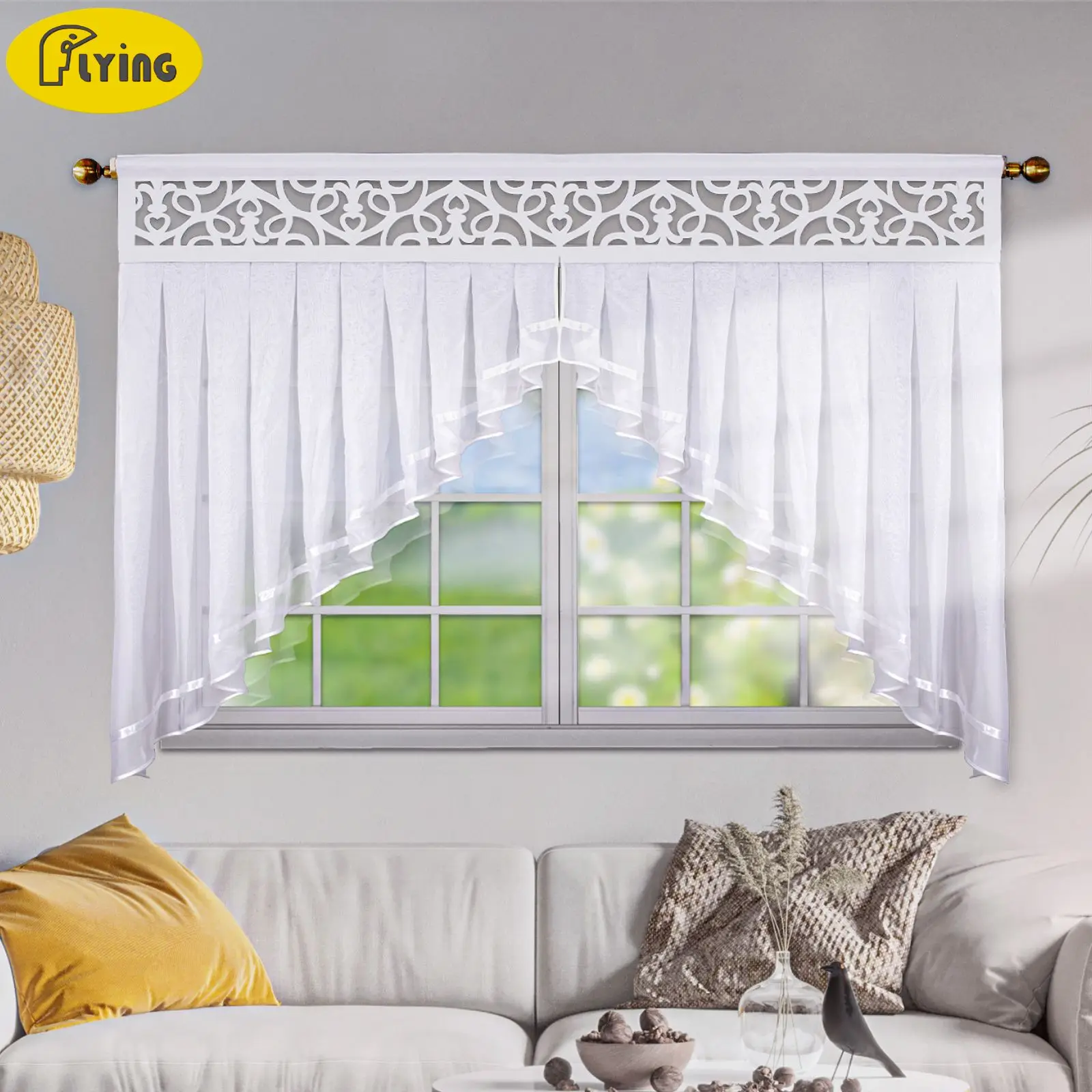 

FLYING Роскошные стильные прозрачные шторы с полой панелью, легкие дышащие шторы для свадьбы и детской комнаты, 1 шт., 200x140 см